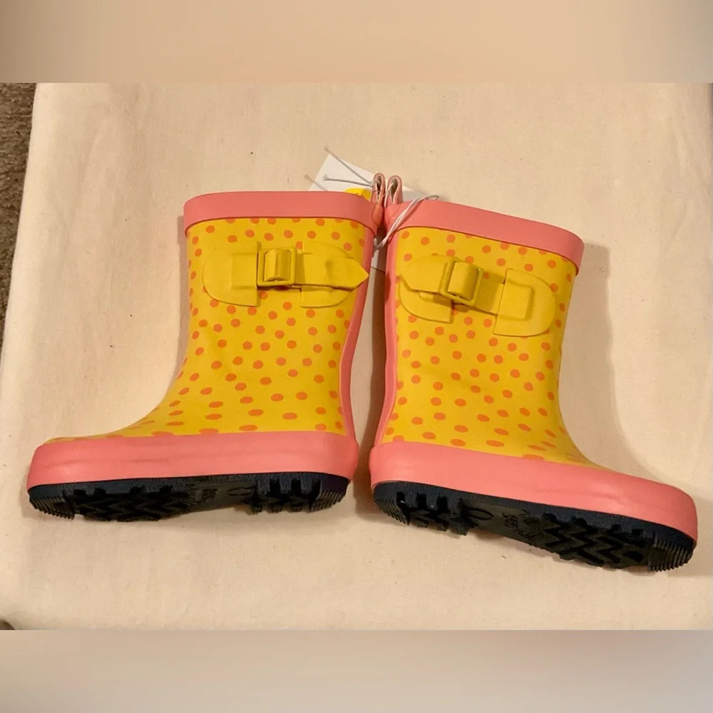 Sun Squad Kids Yellow Polka Dot Garden Rain Boots